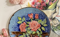 Тарелка большая с ручной росписью Розы