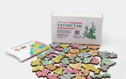 Карта пазл Татарстан в картонной коробке