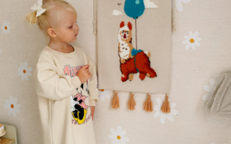 Текстильный постер Лама для декора детской комнаты