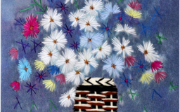 Вышитая картина Корзина с полевыми цветами