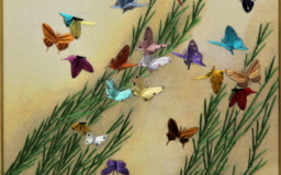 Картина вышитая шелком Бабочки
